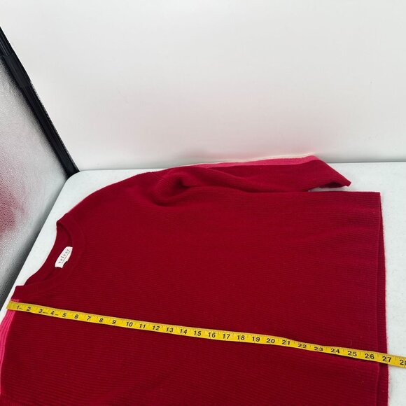 Velvet by Graham & Spencer XS 100% Cashmere Sweater Red Contrast Stripe Sleeve - Picture 7 of 9